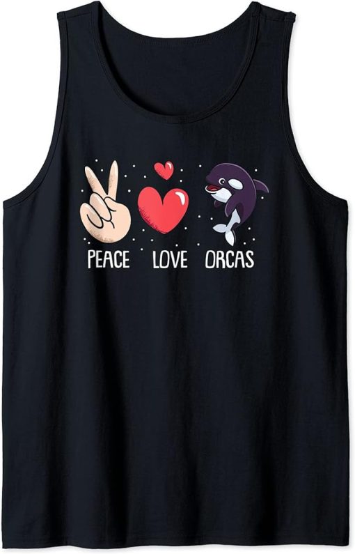 Whales Funny Kids Peace Love Orcas Orca Lovers Tank Top