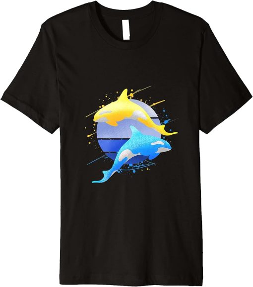 Killer Whale Sunset Women Girls Men Boys Kids Orca Premium T-Shirt