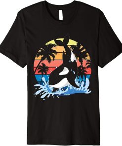 Palm Trees Animal Orca Aquarist Gift Retro Killer Whale Premium T-Shirt